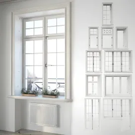 Set classical windows with decor